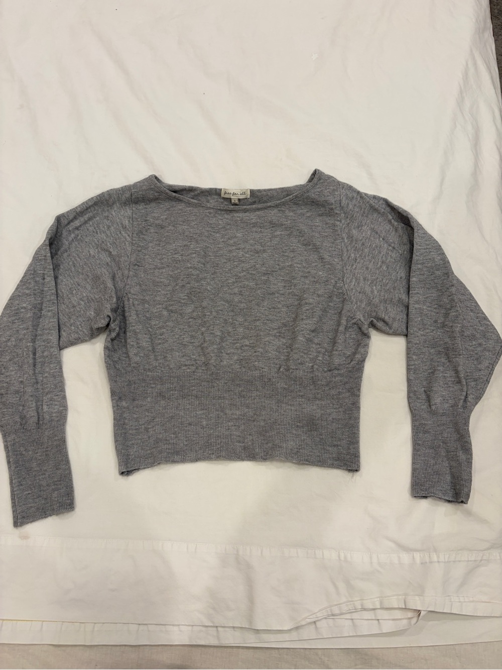 Free People Gray Cropped Knit Sweater women’s Small